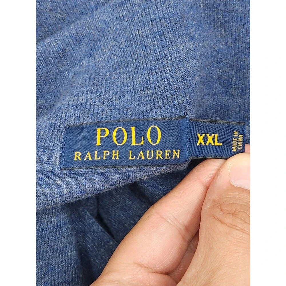 Polo Ralph Lauren Sweater Men's 2XL Blue‎ 1/4 Zip Knit Pullover 100% Cotton